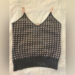Gray and Pink Heart Patterned Women's Top..
100% Beautiful CASHMERE! Silky strap